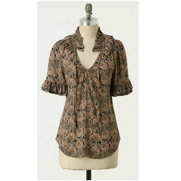Anthropologie Tops - Anthropologie | Odille Art Nouveau Floral Bianka Blouse